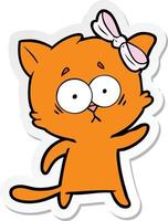 sticker of a cartoon cat vector