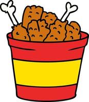 cartoon doodle bucket of fried chicken vector