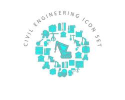 diseño de conjunto de iconos de ingeniería civil sobre fondo blanco vector