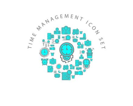 Time managment icon set design on white background. vector
