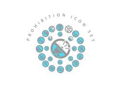 Prohibition icon set design on white background. vector