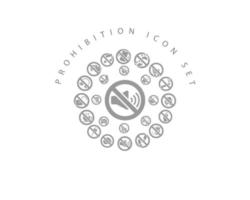 diseño de conjunto de iconos de prohibición sobre fondo blanco. vector