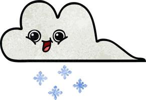 retro grunge texture cartoon snow cloud vector