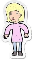 sticker of a cartoon cautious woman vector