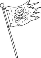 line drawing doodle of a pirates flag vector