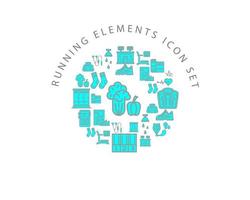 diseño de conjunto de iconos de elementos en ejecución sobre fondo blanco. vector