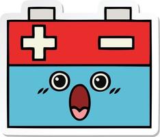 sticker of a cute cartoon car battery vector