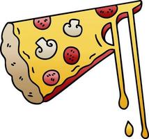 quirky gradient shaded cartoon cheesy pizza vector