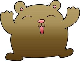 quirky gradient shaded cartoon funny bear vector