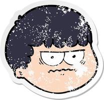 distressed sticker of a cartoon male face vector