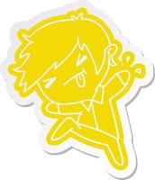 cartoon sticker of a kawaii cute boy vector