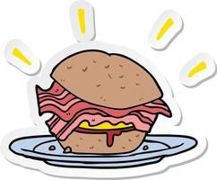 sticker of a cartoon bacon sandwich vector