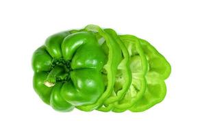 green slice sweet bell pepper isolated on white background photo