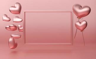 podium empty with geometric shapes in pink pastel composition for modern stage display and minimalist mockup ,birthday balloons and party or celebrations ,3d illustration or 3d render photo