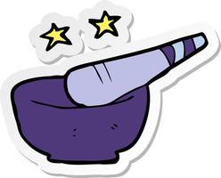 sticker of a cartoon pestle and mortar vector