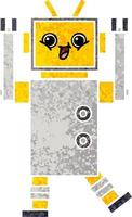 retro illustration style cartoon robot vector