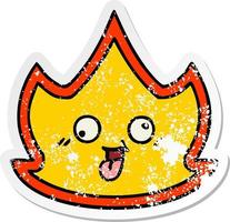 distressed sticker of a cute cartoon fire vector