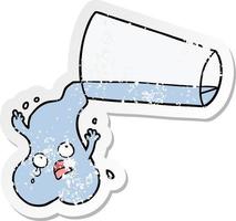 distressed sticker of a pouring water cartoon vector
