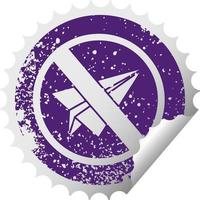 distressed circular peeling sticker symbol no paper aeroplanes allowed vector