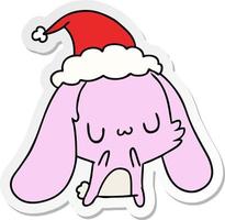 christmas sticker cartoon of kawaii rabbit vector