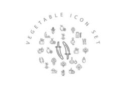 Vegetable Flat Icon Set Design. vector