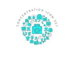 Concentration icon set design on white background. vector