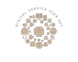Digital service icon set design on white background. vector