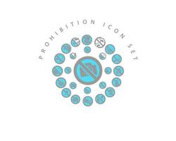 Prohibition icon set design on white background vector