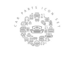 diseño de conjunto de iconos de piezas de automóviles sobre fondo blanco. vector