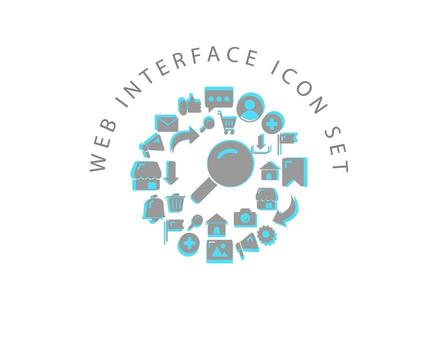 Web interface icon set design on white background. vector