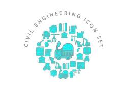 diseño de conjunto de iconos de ingeniería civil sobre fondo blanco. vector