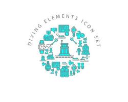 Diving elements icon set design on white background vector