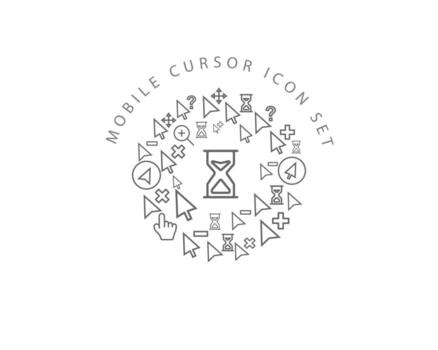 diseño de conjunto de iconos de cursor móvil sobre fondo blanco. vector