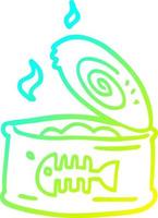 cold gradient line drawing cartoon tin of tuna vector