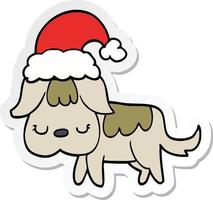 sticker of a cute christmas dog vector