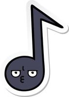 sticker of a cute cartoon musical note vector