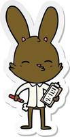 sticker of a office bunny cartoon vector