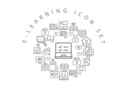 diseño de conjunto de iconos de e-learning sobre fondo blanco. vector