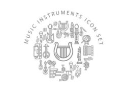 Music instruments icon set design on white background. vector