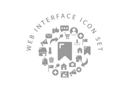 Web interface icon set design on white background.