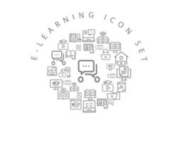 diseño de conjunto de iconos de e-learning sobre fondo blanco. vector