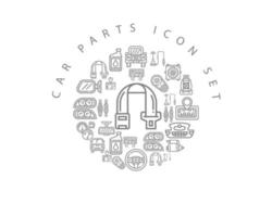 Car parts icon set design on white background. vector