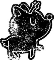 grunge icon of  kawaii cute deer vector