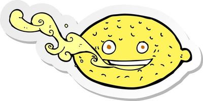 sticker of a cartoon lemon vector