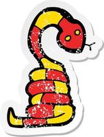 retro distressed sticker of a cartoon snake vector