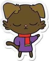 sticker of a cute cartoon dog vector