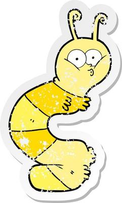 distressed sticker of a funny cartoon caterpillar