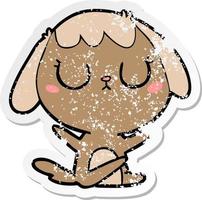 distressed sticker of a cute cartoon dog vector