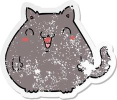 distressed sticker of a cartoon cat vector