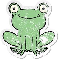 distressed sticker of a cartoon frog vector